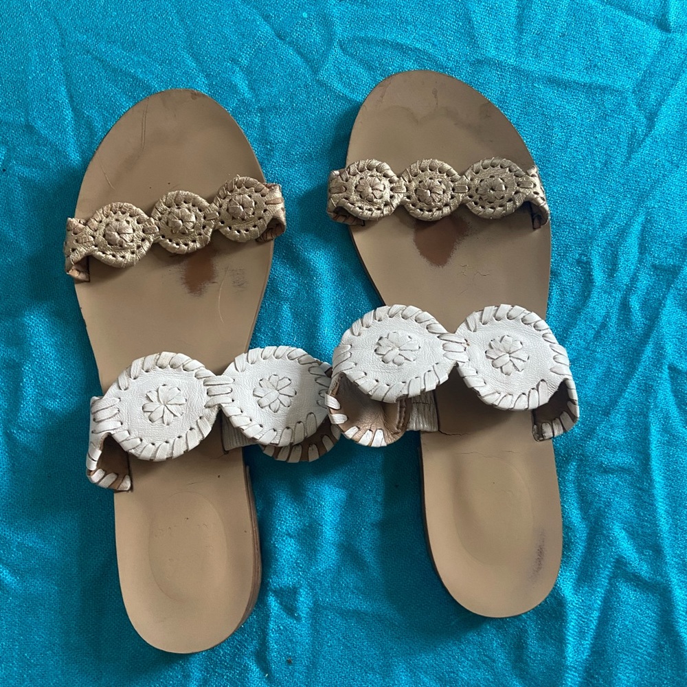 Jack Rogers sandals in white and gold